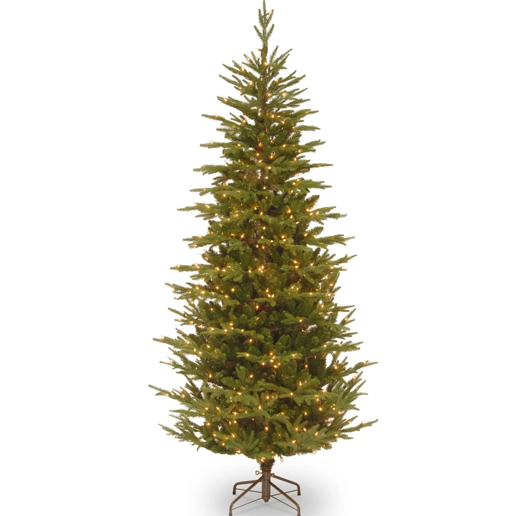 Clearance National Tree Company Pre-Lit 'Feel Real' Artificial Slim Christmas Tree, Green, Frasier Grande, White Lights, Includes Stand, 7.5 Feet