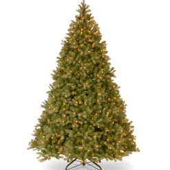 Store National Tree Company Pre-Lit 'Feel Real' Artificial Giant Downswept Christmas Tree, Green, Douglas Fir, Dual Color Led Lights, Includes Powerconnect And Stand, 10 Feet