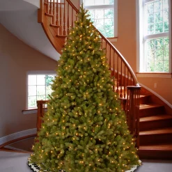 Store National Tree Company Pre-Lit 'Feel Real' Artificial Giant Downswept Christmas Tree, Green, Douglas Fir, Dual Color Led Lights, Includes Powerconnect And Stand, 10 Feet