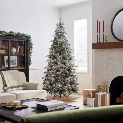Clearance National Tree Company Pre-Lit 'Feel Real' Artificial Christmas Tree, Everest Fir, Green, White Lights, Includes Stand, 7.5 Feet