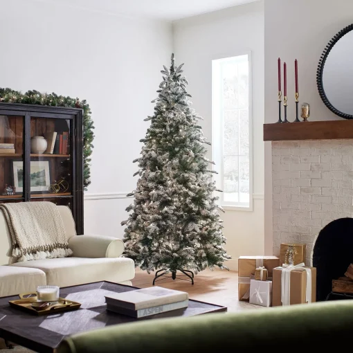 Clearance National Tree Company Pre-Lit 'Feel Real' Artificial Christmas Tree, Everest Fir, Green, White Lights, Includes Stand, 7.5 Feet