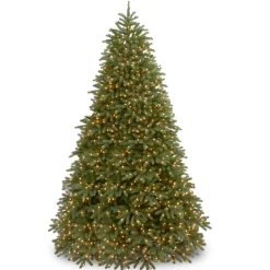 Pre-Lit 'Feel Real' Artificial Christmas Tree, Jersey Fraser Fir, Green, Dual Color Led Lights, Includes Stand, 9 Feet^National Tree Company Outlet