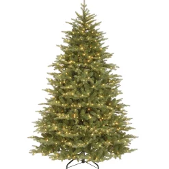 Pre-Lit 'Feel Real' Artificial Medium Christmas Tree, Green, Nordic Spruce, White Lights, Includes Stand, 7.5 Feet^National Tree Company New