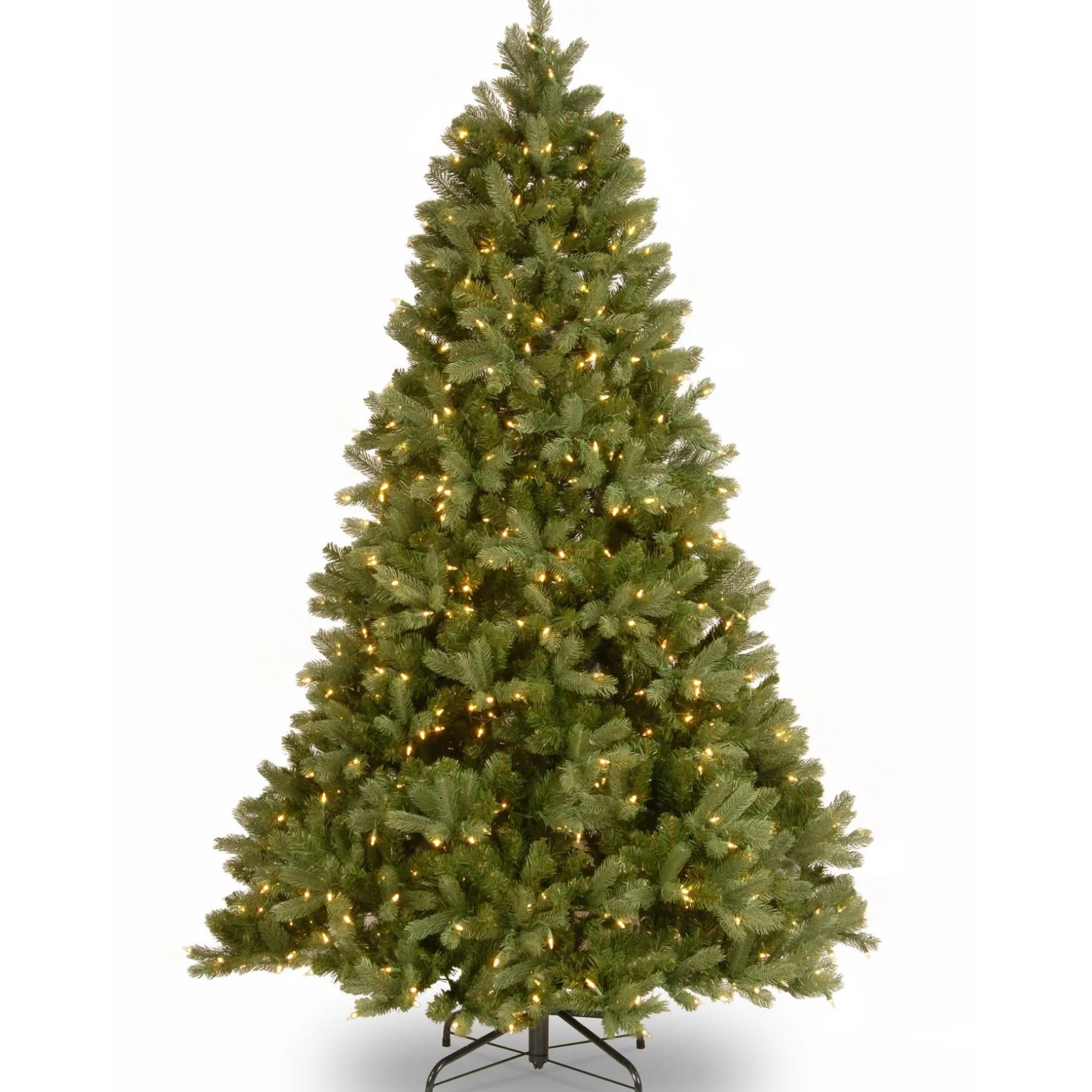 Shop National Tree Company Pre-Lit 'Feel Real' Artificial Full Downswept Christmas Tree, Green, Douglas Fir, White Lights, Includes Stand, 7 Feet