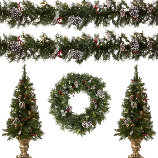 Sale National Tree Company Pre-Lit Frosted Berry Assortment