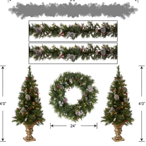 Sale National Tree Company Pre-Lit Frosted Berry Assortment