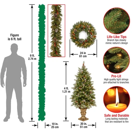 Sale National Tree Company Pre-Lit Frosted Berry Assortment