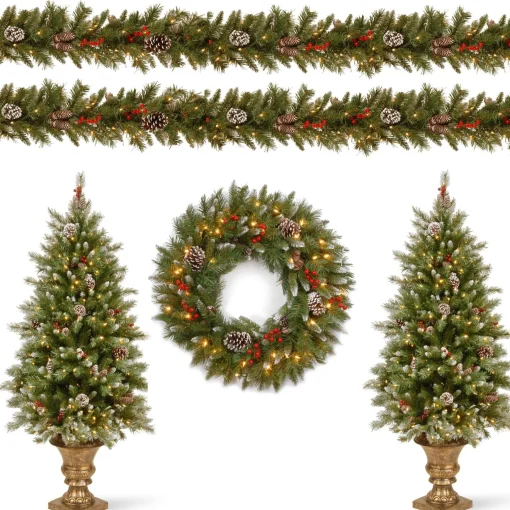 Sale National Tree Company Pre-Lit Frosted Berry Assortment