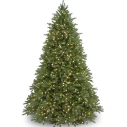 Cheap National Tree Company Pre-Lit Full Artificial Christmas Tree, Green, Jersey Fraser Fir, 'Feel Real', White Lights, Includes Stand, 6.5 Feet