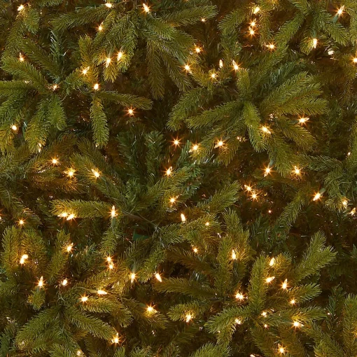 Store National Tree Company Pre-Lit Full Artificial Christmas Tree, Green, Jersey Fraser Fir, 'Feel Real', Includes Stand, 7.5 Feet