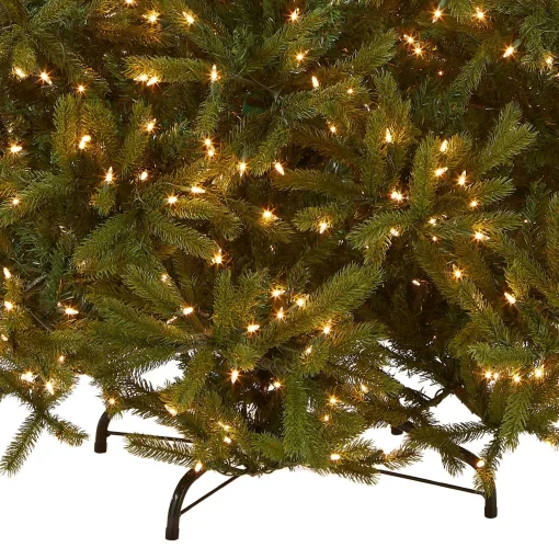 Store National Tree Company Pre-Lit Full Artificial Christmas Tree, Green, Jersey Fraser Fir, 'Feel Real', Includes Stand, 7.5 Feet