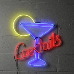 Cheap National Tree Company Pre-Lit Light Strip Cocktails Hanging Sign, Black, Decorated With Led Lights, Plug In, Spring Collection, 23 Inches