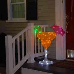 Best National Tree Company Pre-Lit Margarita Glass Outdoor Decoration, Led Lights, Plug In, Spring Collection, 36 Inches
