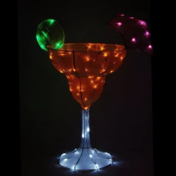 Best National Tree Company Pre-Lit Margarita Glass Outdoor Decoration, Led Lights, Plug In, Spring Collection, 36 Inches