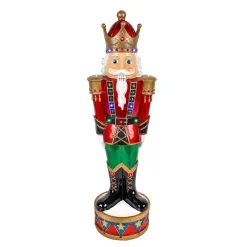 Discount National Tree Company Pre-Lit Nutcracker Christmas Decoration With Multicolor Led Lights With Hand Painted Details, Plug In, Red, 36 In