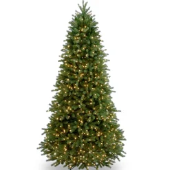 Online National Tree Company Pre-Lit Slim Artificial Christmas Tree, Green, Jersey Fraser Fir, 'Feel Real', White Lights, Includes Stand, 6.5 Feet