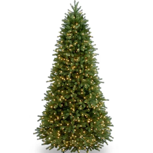 Online National Tree Company Pre-Lit Slim Artificial Christmas Tree, Green, Jersey Fraser Fir, 'Feel Real', White Lights, Includes Stand, 6.5 Feet