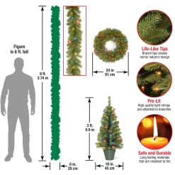 New National Tree Company Promotional Assortment With Battery Operated Led Lights
