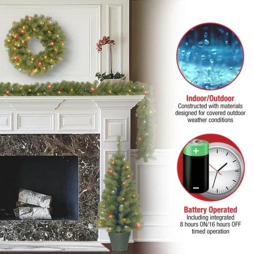 New National Tree Company Promotional Assortment With Battery Operated Led Lights