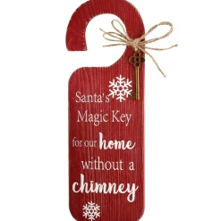 Cheap National Tree Company Santa'S Key Doorknob Christmas Sign, Red With White Lettering And Decorative Ornate Key, Snowflakes, 12 In