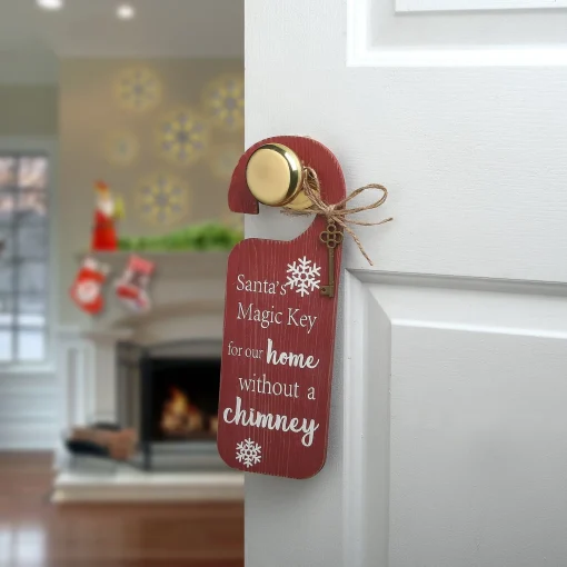 Cheap National Tree Company Santa'S Key Doorknob Christmas Sign, Red With White Lettering And Decorative Ornate Key, Snowflakes, 12 In