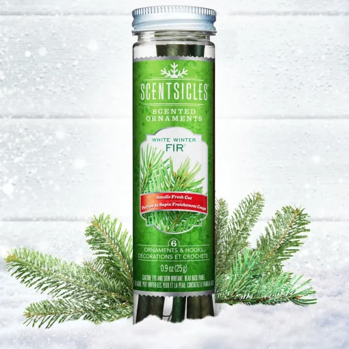 Fashion National Tree Company Scented Ornaments, 2 Pack- 6Ct Bottle, White Winter Fir, Fragrance-Infused Paper Sticks