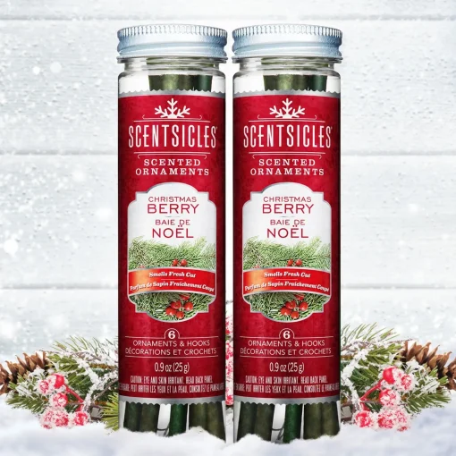 Store National Tree Company Scented Ornaments, 2-Pack- 6Ct Bottle, Christmas Berry, Fragrance-Infused Paper Sticks