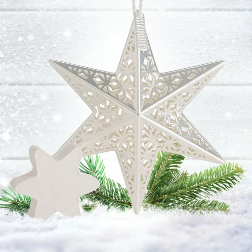 Store National Tree Company Scentsicles Decorative Ornament, Metal White Star, White Winter Fir With Refill