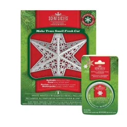 Store National Tree Company Scentsicles Decorative Ornament, Metal White Star, White Winter Fir With Refill