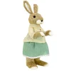 Discount National Tree Company Standing Bunny Table Decoration, Soft Straw With Foam Base, Buttoned White Blouse And Teal Skirt, Easter Collection, 24 Inches