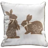 Best National Tree Company Two Bunnies Decorative Pillow, White, Easter Collection, 16 Inches