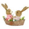 Store National Tree Company Two Bunnies In A Boat Table Decoration, Easter Collection, 15 Inches