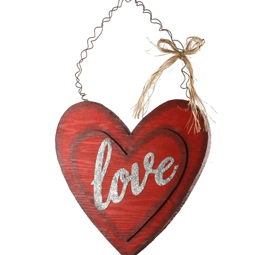 Outlet National Tree Company Valentine Wooden Heart Hanging Decoration, Valentine'S Day Collection, 14 Inches