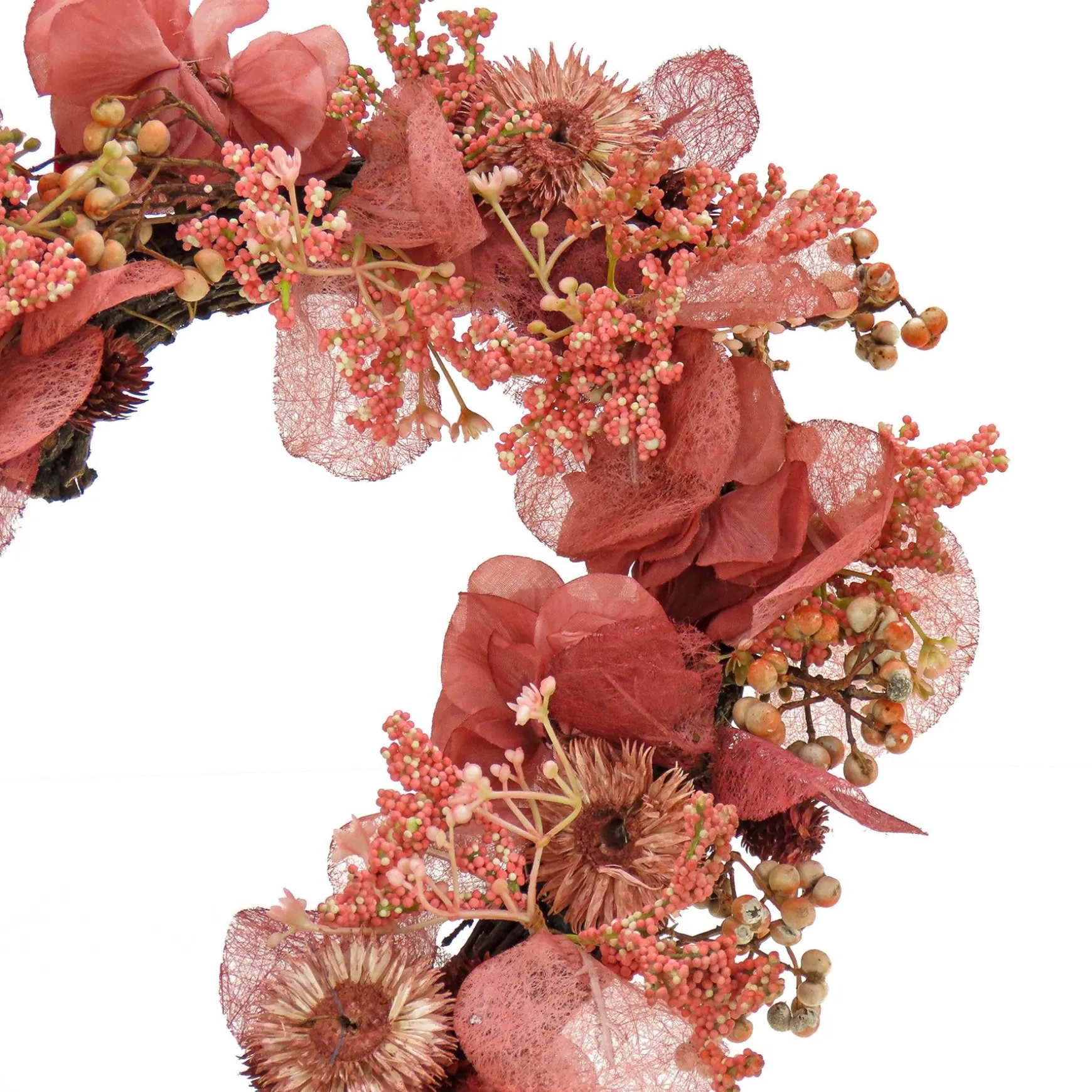 Online National Tree Company Valentine'S Floral Heart Wreath, Decorated With Flower Blooms, Seed Pods, Berry Clusters, Valentine'S Day Collection, 16 Inches