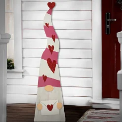 Fashion National Tree Company Valentine'S Gnomes Porch Decoration, Pink, Valentine'S Day Collection, 43 Inches
