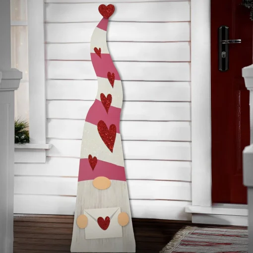 Fashion National Tree Company Valentine'S Gnomes Porch Decoration, Pink, Valentine'S Day Collection, 43 Inches