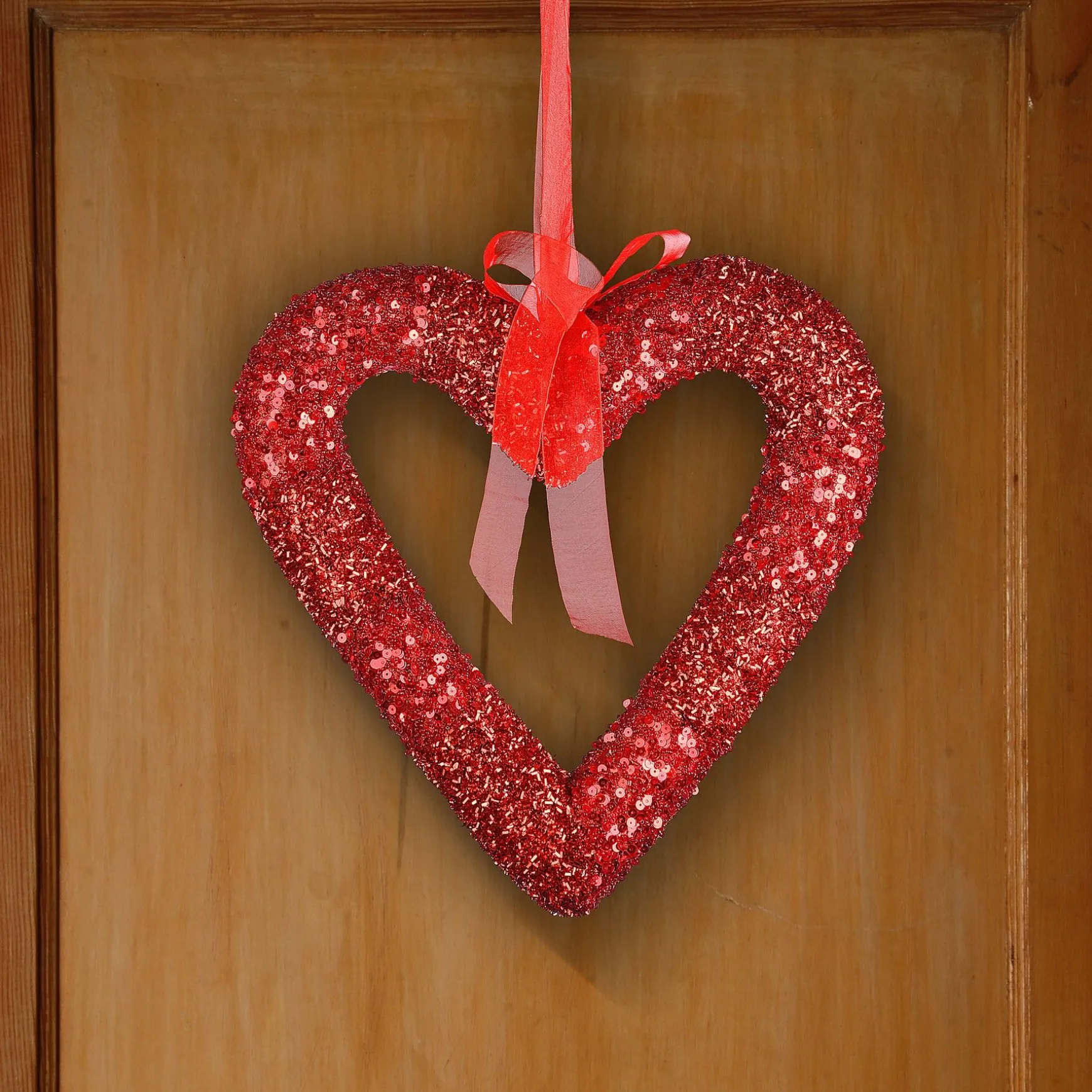 New National Tree Company Valentine'S Heart Hanging Decoration, Red, Decorated With Red Sequins, Valentine'S Day Collection, 11 Inches