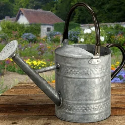 Best National Tree Company Watering Can, Metal, Steel Color, Spring Collection, 16 Inches