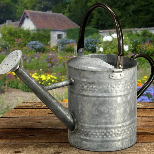 Best National Tree Company Watering Can, Metal, Steel Color, Spring Collection, 16 Inches