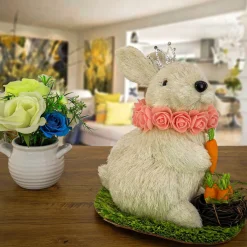 Cheap National Tree Company White Bunny With Carrots Table Decoration, Easter Collection, 12 Inches