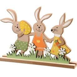 Clearance National Tree Company Wooden Rabbit Trio Table Decoration, Easter Collection, 9 Inches