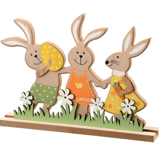 Clearance National Tree Company Wooden Rabbit Trio Table Decoration, Easter Collection, 9 Inches