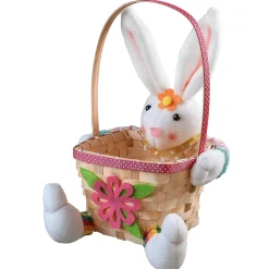 Discount National Tree Company Woven Easter Basket With Plush White Bunny Doll, Easter Collection, 10 Inches