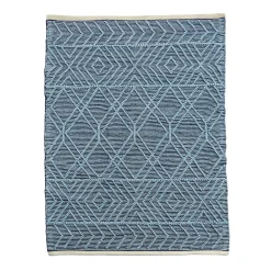 Outlet National Tree Company 5X7 Hand Woven Outdoor Rug, Navy Blue
