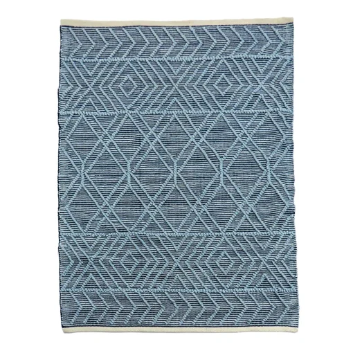 Outlet National Tree Company 5X7 Hand Woven Outdoor Rug, Navy Blue