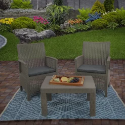 Outlet National Tree Company 5X7 Hand Woven Outdoor Rug, Navy Blue