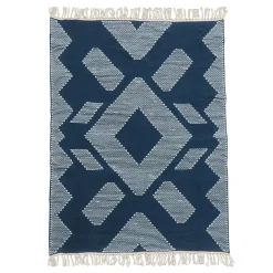 Best National Tree Company 5X7 Hand Woven Outdoor Rug, Indigo Blue