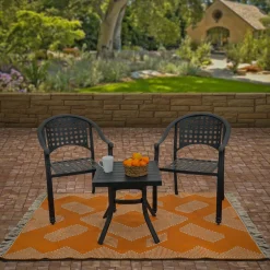 Cheap National Tree Company 4X6 Hand Woven Outdoor Rug, Papaya