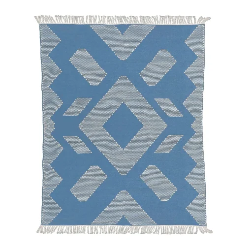 Clearance National Tree Company 5X7 Hand Woven Outdoor Rug, Dusty Blue
