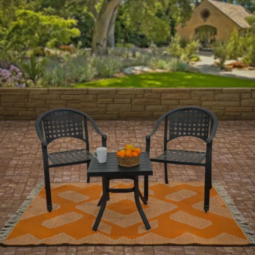 Outlet National Tree Company 5X7 Hand Woven Outdoor Rug, Papaya
